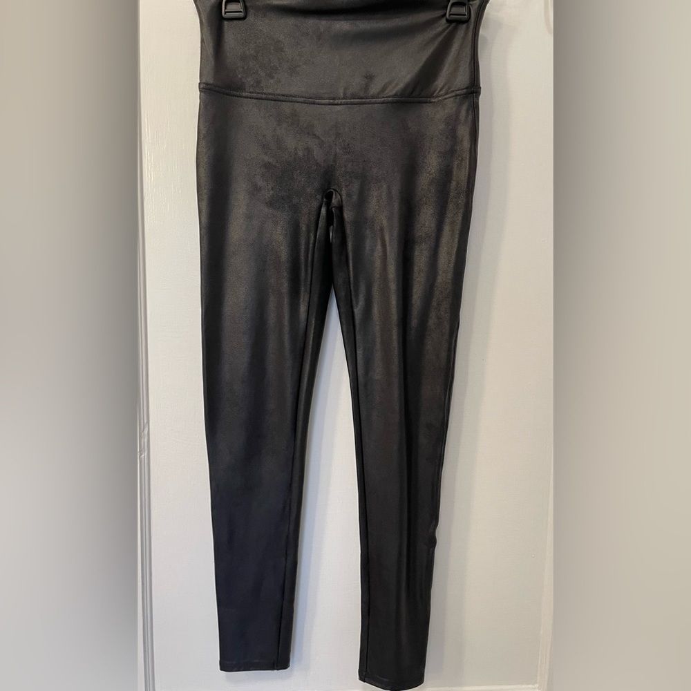 Spanx Faux Leather Leggings Black Large Petite